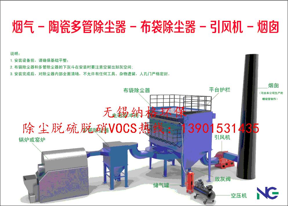 陶瓷多管除尘器+布袋除尘器组合